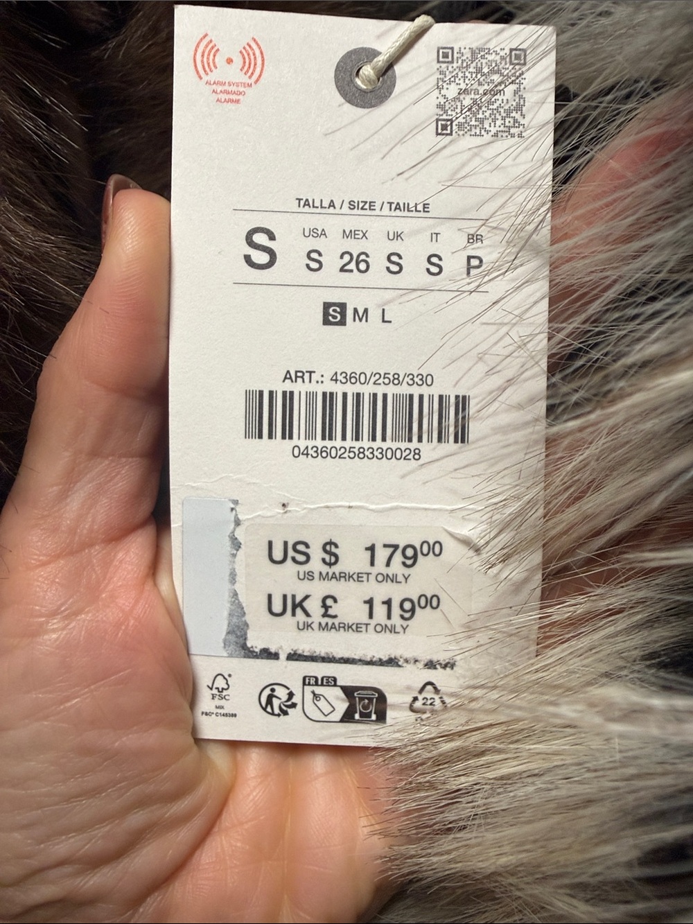 ZARA Black & Cream Faux Fur Jacket - see below for sizing - Picture 7 of 7